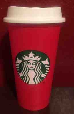 Starbucks 2018 Red Reusable 16oz Traveler Drinking Cup with drink discount - Sold on eBay Nov, 17th 2018 for $9.00