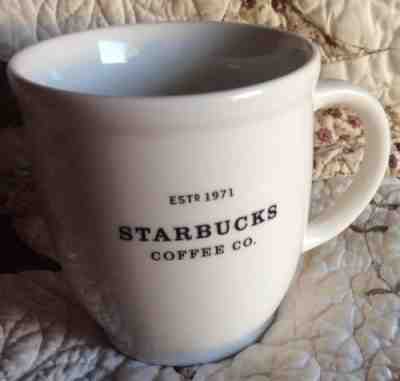 STARBUCKS 2007 BARISTA Abbey White Black Lettering Est 1971 18 oz  **Round Lip** - Sold on eBay Nov, 18th 2018 for $29.86