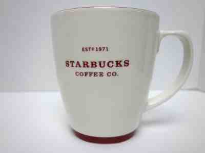 STARBUCKS EST. 1971 COFFEE MUG, WHITE, RED TRIM, 4.6" TALL, 18 OZ., USED VGC - Sold on eBay Oct, 30th 2018 for $7.90