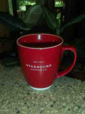 Starbucks Coffee Co Est 1971 Red Cup White Trim 2007 Abbey Mug 18 fl oz - Sold on eBay Sep, 11th 2018 for $7.99