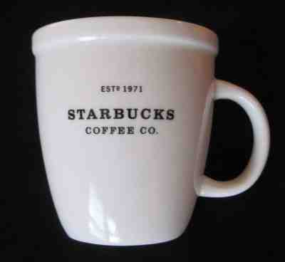 Starbuck's Barista Abbey Large Mug Est 1971 Black Lettering White Coffee 2001  - Sold on eBay Sep, 14th 2018 for $5.00