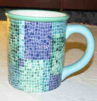 Starbucks 2002 Blue Green Purple Mosaic Brick 18 oz 4.1/2" Barista Mug - Sold on eBay Sep, 19th 2018 for $20.00