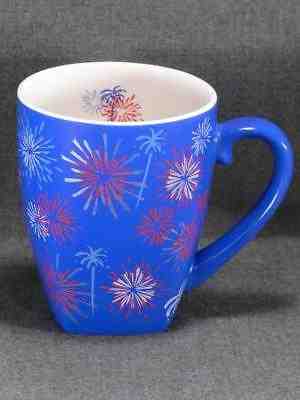 STARBUCKS BARISTA 2002 FIREWORKS FOUTH OF JULY CELEBRATION MUG RED WHITE BLUE - Sold on eBay Sep, 6th 2018 for $19.99