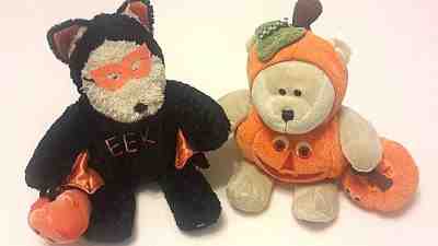 STARBUCKS Bearista Halloween Bears Pumpkin 2008 Bat 2003 Plush Beanie Plush - Sold on eBay Oct, 2nd 2018 for $12.00