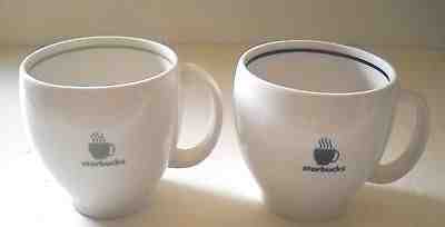Starbucks 2003 Barista Coffee Mugs Cups White green & White blue set pair of 2  - Sold on eBay Oct, 1st 2018 for $15.79