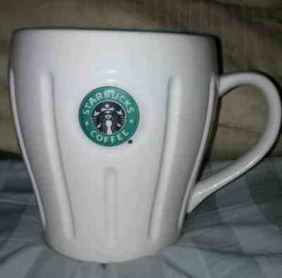 Starbucks Mug White Ribbed Pleated Siren Barista 18oz coffee Mug 2003 Green LOGO - Sold on eBay Sep, 29th 2018 for $13.97