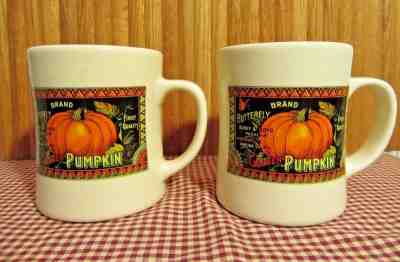 Starbucks "Golden Pumpkin" 2003 Barista Mug Set  Ivory Heavy Big Autumn Fall EXC - Sold on eBay Sep, 24th 2018 for $28.80