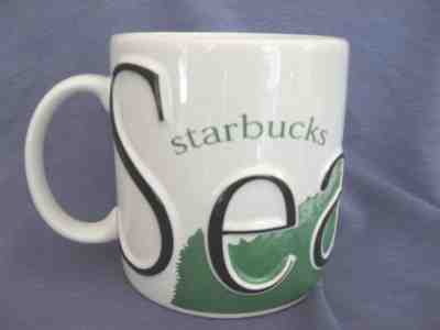 Starbucks SEATTLE Mug, Barista Series, Mount Rainier, Embossed White/Green, 2003 - Sold on eBay Sep, 21st 2018 for $6.99