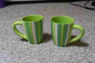 2 Starbucks Barista Mugs 2003 Green & White Stripes Slightly Used Condition - Sold on eBay Sep, 20th 2018 for $17.00