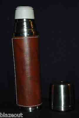 Starbucks Thermos Coffee 16 oz Java Barista 2003 Brown Leather Sleeve Chrome Tea - Sold on eBay Sep, 19th 2018 for $16.01