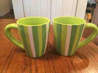 2 Starbucks Coffee 2003 Barista Mint Green White Stripes Mugs | Thick Handle - Sold on eBay Sep, 18th 2018 for $17.99