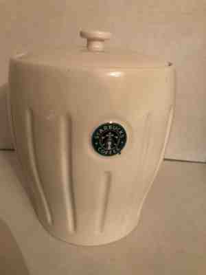 Starbucks Barista 2003 white ceramic coffee tea biscuit canister cookie jar  - Sold on eBay Sep, 15th 2018 for $24.00