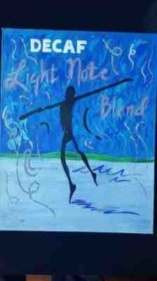Starbucks Decaf Light Note 2004 Coffee Stamp Hand Painted Canvas Art Cafe Sign - Sold on eBay Oct, 17th 2018 for $32.00