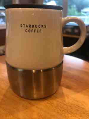 Starbucks Coffee Company 14oz White & Stainless 2004 Urban Desk Mug - Sold on eBay Sep, 19th 2018 for $13.95