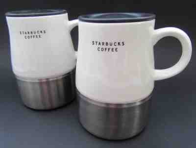 Starbucks Urban Travel Coffee Mug Set of 2 with Lids 14 oz 2004 Stainless Steel  - Sold on eBay Sep, 13th 2018 for $40.00