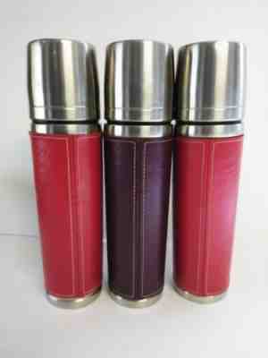 Starbucks Co. 2004 Stainless Steel 12 OZ Thermos w/Red Leather Sleeved & Purple  - Sold on eBay Sep, 8th 2018 for $15.00