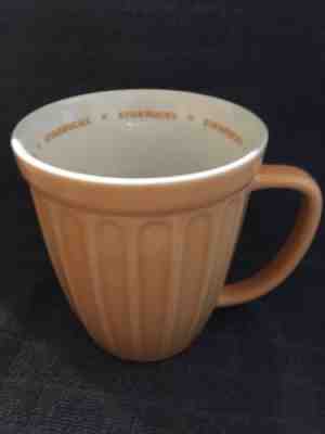 Starbucks Orange Mug Fluted Ribbed 2006 Coffee Tea 16oz Large Cup Latte Grande