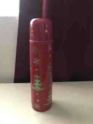 2006 STARBUCKS Coffee Travel Thermos Red with X-mas Design “ Design By: PYLONES” - Sold on eBay Oct, 28th 2018 for $15.00
