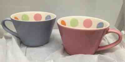 Pair X 2 New~Starbucks 2006 Pink Purple Polka Dot Cappuccino Tea Cup Mug 12 Oz - Sold on eBay Oct, 26th 2018 for $19.99