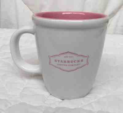 Starbucks Pink Abbey Mug White 2006 Coffee Company 13 oz Cup Logo Curved Walls - Sold on eBay Oct, 26th 2018 for $39.95
