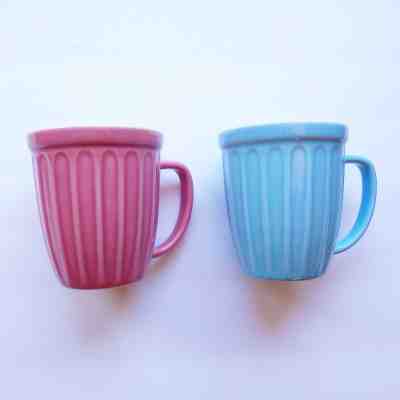 2006 Starbucks Mugs16oz. Pink, Blue Pastel Ribbed Fluted Lot of 2 Coffee Cups - Sold on eBay Oct, 25th 2018 for $12.00