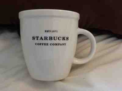 Starbucks large coffee cup mug white with black lettering on both sides 18oz  - Sold on eBay Nov, 18th 2018 for $8.00
