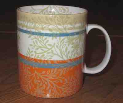 STARBUCKS Zen FLOWERS & LEAVES Orange/Blue/Tan 14 oz COFFEE Cup MUG 2008 - Sold on eBay Oct, 24th 2018 for $8.99