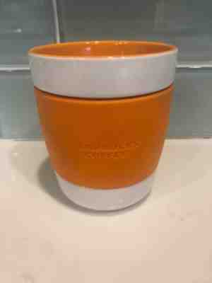 Starbucks Mugs 2 White & Orange Rubber Grip 12oz 2009 - Sold on eBay Oct, 29th 2018 for $24.00