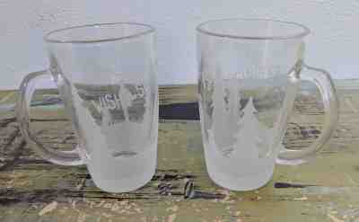 Set of 2 Starbucks Etched Glass Holiday Christmas Coffee Mugs 2009 Reindeer Snow - Sold on eBay Oct, 26th 2018 for $33.24