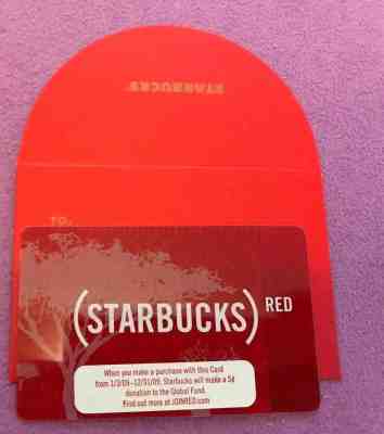 Starbucks 2009 "RED-LTD-NORTH AMERICA" Gift Card W/Bonus Sleeve- New-RARE - Sold on eBay Oct, 25th 2018 for $3.00