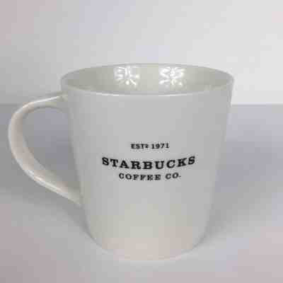 Starbucks 2010 Classic Coffee Mug White New Bone China Black Lettering 20 oz - Sold on eBay Oct, 25th 2018 for $22.49