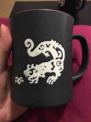 Starbucks Komodo Dragon Bone China Mug 2011 black matte white dragon bold red - Sold on eBay Nov, 18th 2018 for $19.00