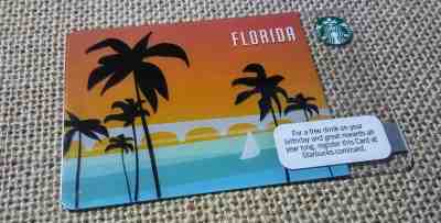 2011 Florida Sunset Palm Trees Starbucks Card PIN Intact Beach Sail Boat Orange - Sold on eBay Oct, 28th 2018 for $6.95