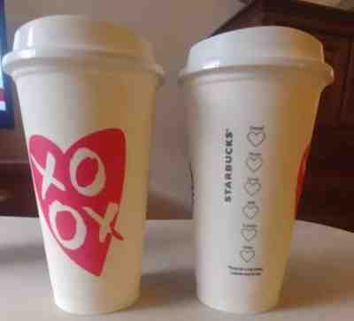 Lot of 2 Starbucks Reusable Cup Valentines Day- Heart Xoxo cup DISCONTINUED 2012 - Sold on eBay Nov, 6th 2018 for $7.77