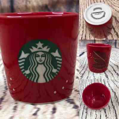 2013 Red STARBUCKS 3 fl oz 89 ml Espresso Coffee Shot Glass Demitasse w/ Holly - Sold on eBay Nov, 12th 2018 for $12.74