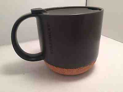 Starbucks Coffee 2013 Charcoal Ceramic & Cork 12 oz Coffee Mug Cup with Lid - Sold on eBay Nov, 7th 2018 for $25.00