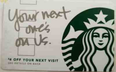 2013 YOUR NEXT ONE'S ON US series 6105 Recovery Card Starbucks Gift Card   (DD) - Sold on eBay Oct, 31st 2018 for $2.30