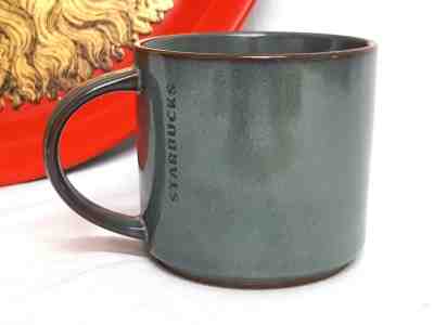 STARBUCKS COFFEE GRAY GREEN ENGRAVED 14OZ  TEA MUG 2013 - Sold on eBay Oct, 30th 2018 for $15.00