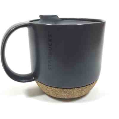 Starbucks Black 12 oz Coffee Tea Travel Mug Cup Cork Bottom 2013 - Sold on eBay Oct, 28th 2018 for $12.99