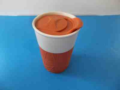 STARBUCKS Orange Rust Ceramic 8oz  2013 Travel Tumbler Rubber Grip Coffee Cup - Sold on eBay Oct, 28th 2018 for $19.00