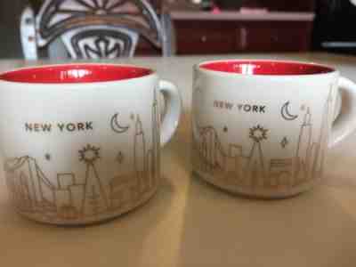 PAIR OF Starbucks Coffee 2014 NEW YORK Mini You Are Here Christmas Ornaments - Sold on eBay Nov, 14th 2018 for $8.00