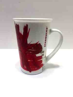 STARBUCKS Christmas Holiday Coffee Mug Cup Tall Red Gold Starburst 12 fl oz 2014 - Sold on eBay Nov, 5th 2018 for $8.95