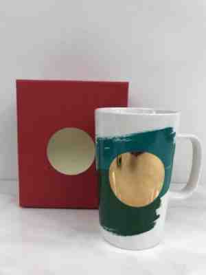Starbucks | 2014 | Ceramic Mug | Gold Dot | Green Water Color | 16oz | Box - Sold on eBay Nov, 4th 2018 for $17.78