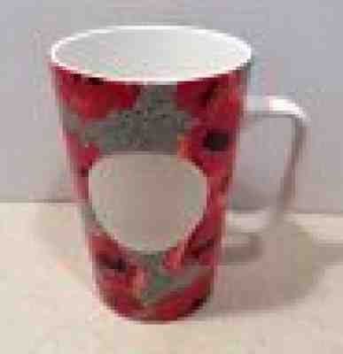 Starbucks Dot Collection red floral poppy poppies 16 oz tall mug cup 2015 - Sold on eBay Nov, 18th 2018 for $7.00