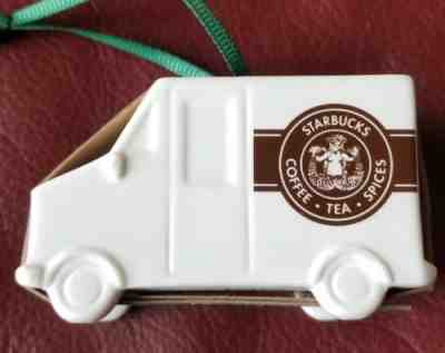 Starbucks Ornament Pikes Place Delivery Truck Christmas 2016 White Brown Ceramic - Sold on eBay Nov, 7th 2018 for $3.25