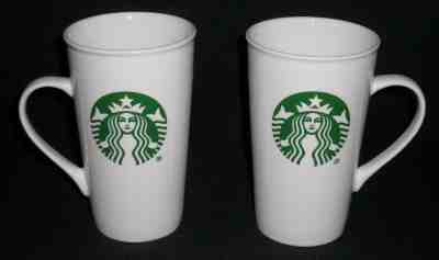 Set of 2 Starbucks Mermaid Siren Tall Coffee or Tea Mugs 2016 White Green 16 oz - Sold on eBay Nov, 7th 2018 for $19.98