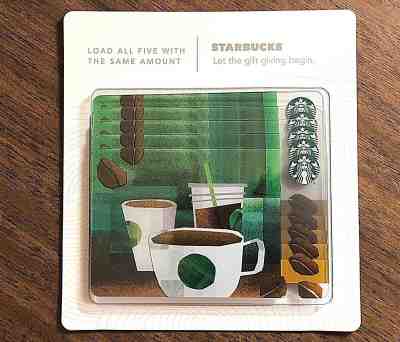 Starbucks Gift Card 2016 Pack of Five (5) Green Cups Bean Holiday No $ Value - Sold on eBay Nov, 7th 2018 for $6.99