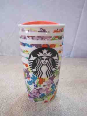 2017 Starbucks Spring Floral Double Wall Ceramic Traveler Tumbler Blue Purple - Sold on eBay Nov, 15th 2018 for $40.00