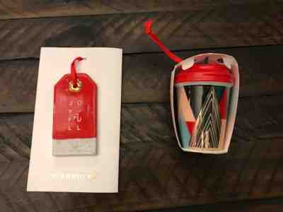 Pair of Starbucks Ceramic Holiday Ornaments (2017, New with tags) Christmas Xmas - Sold on eBay Nov, 11th 2018 for $10.68
