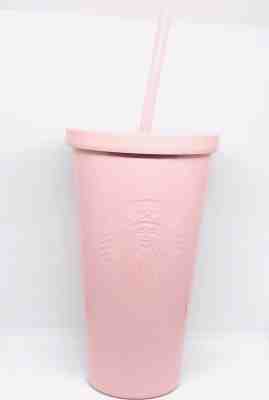 NEW Starbucks 2017 Matte Pink Stainless Steel Grande Cold Cup Tumbler W/ Straw - Sold on eBay Nov, 11th 2018 for $35.98